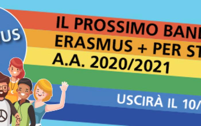 Il prossimo bando Erasmus + per studio a.a. 2020/2021 uscirà il 10/01/2020