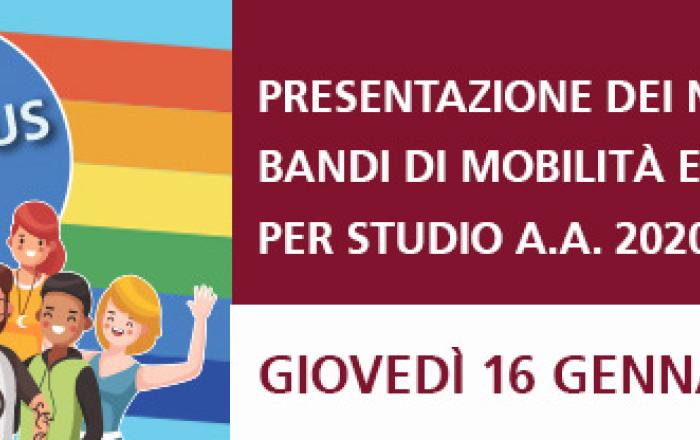 Presentazione dei nuovi bandi di mobilità Erasmus+ per studio a.a. 2020/2021